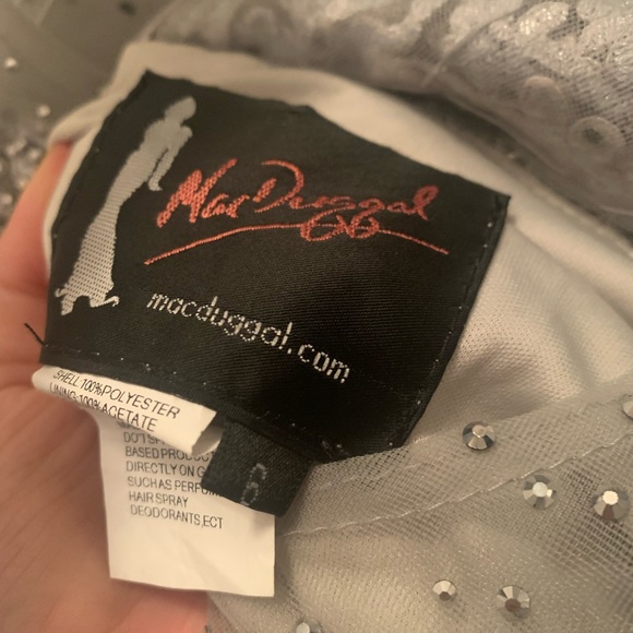 Grey/silver long sleeve MacDuggal evening gown - Picture 7 of 10